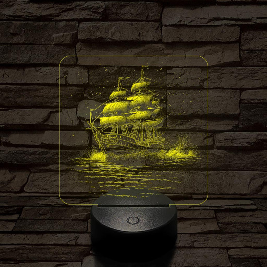 Három árbócos fregatt hajó 7 színű valósághű 3D led lámpa