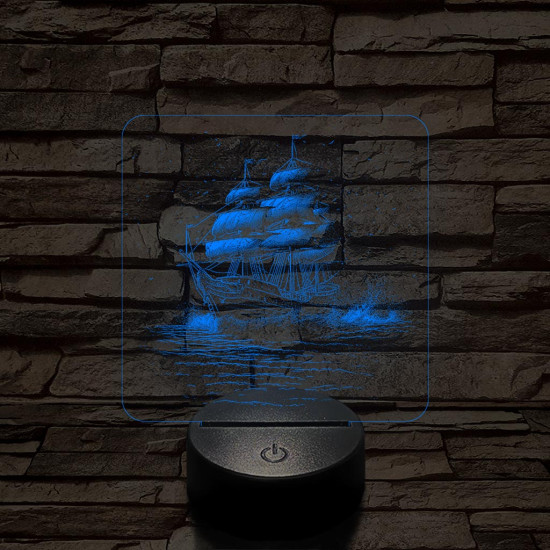 Három árbócos fregatt hajó 7 színű valósághű 3D led lámpa