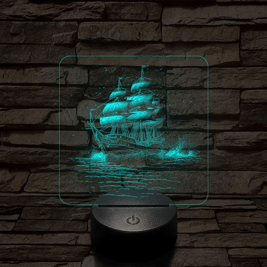 Három árbócos fregatt hajó 7 színű valósághű 3D led lámpa