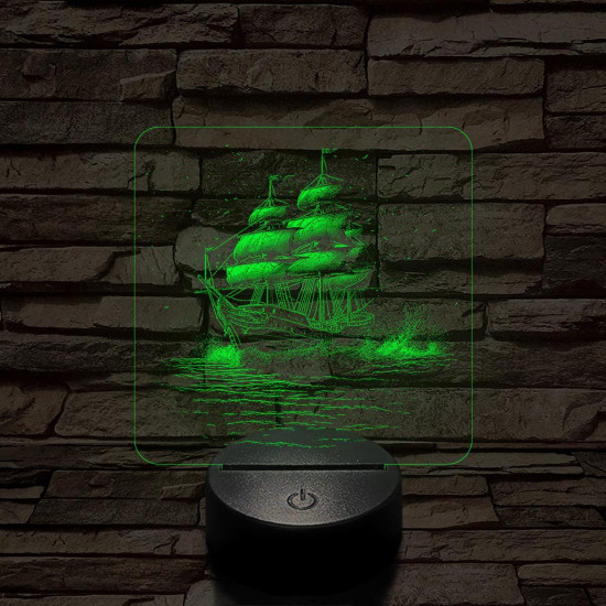 Három árbócos fregatt hajó 7 színű valósághű 3D led lámpa
