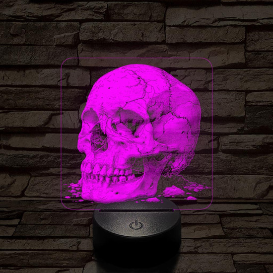 Az idő koponyája 7 színű valósághű 3D led lámpa