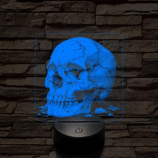 Az idő koponyája 7 színű valósághű 3D led lámpa