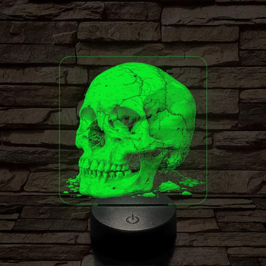 Az idő koponyája 7 színű valósághű 3D led lámpa