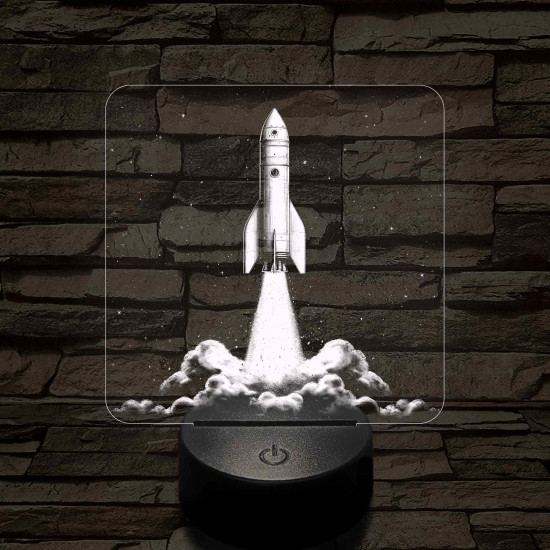 Űrrakéta kilövés közben 7 színű valósághű 3D led lámpa