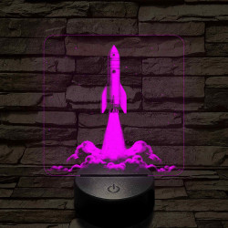 Űrrakéta kilövés közben 7 színű valósághű 3D led lámpa