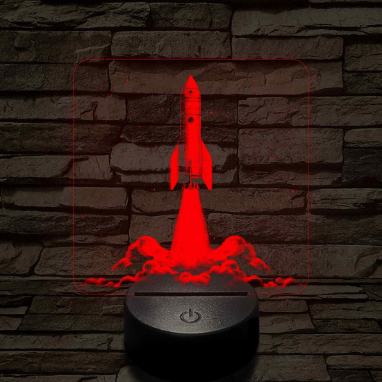 Űrrakéta kilövés közben 7 színű valósághű 3D led lámpa