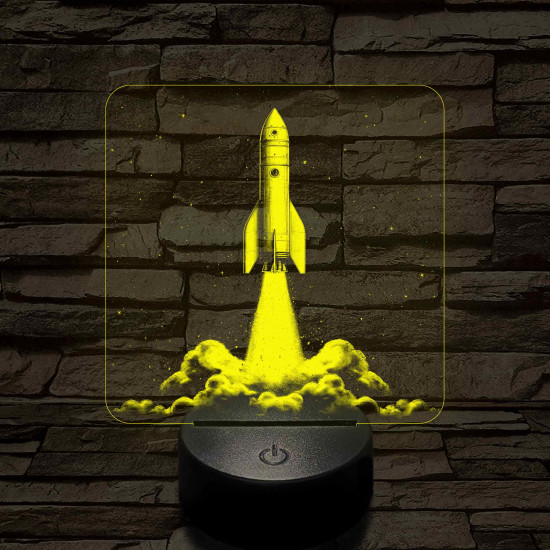 Űrrakéta kilövés közben 7 színű valósághű 3D led lámpa