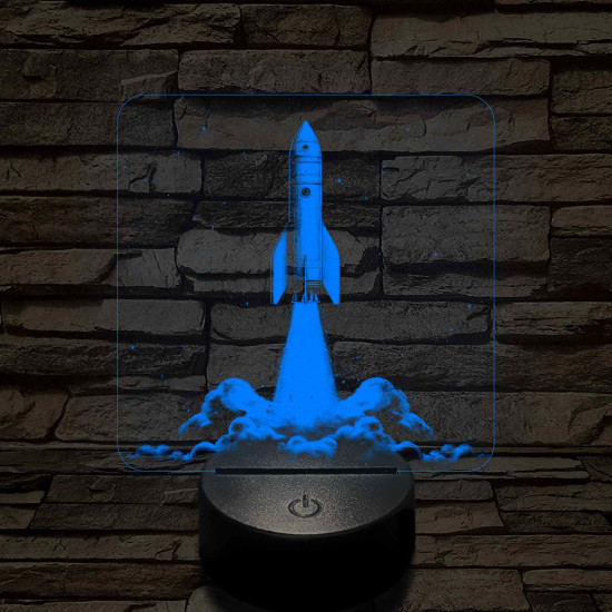 Űrrakéta kilövés közben 7 színű valósághű 3D led lámpa