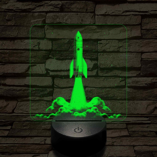 Űrrakéta kilövés közben 7 színű valósághű 3D led lámpa