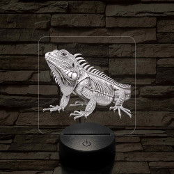Iguána 7 színű valósághű 3D led lámpa