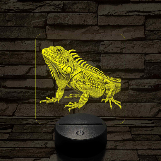 Iguána 7 színű valósághű 3D led lámpa
