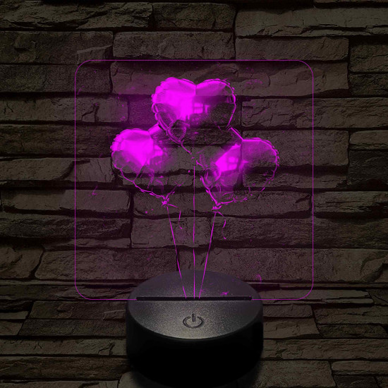 Szívlufik 7 színű 3D led lámpa