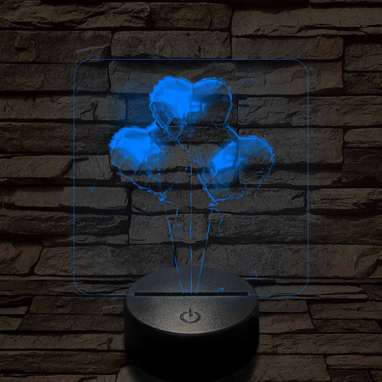 Szívlufik 7 színű 3D led lámpa