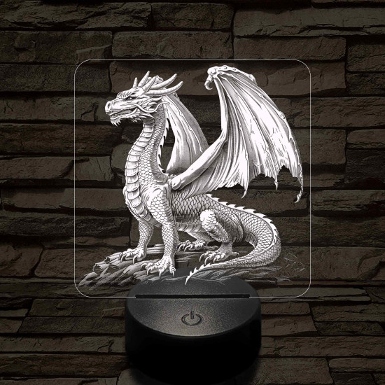 Nemes-sárkány 7 színű valósághű 3D led lámpa