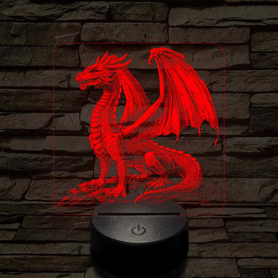Nemes-sárkány 7 színű valósághű 3D led lámpa