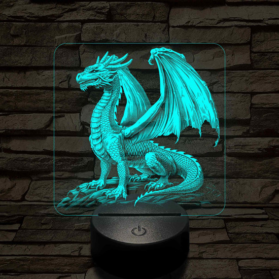 Nemes-sárkány 7 színű valósághű 3D led lámpa