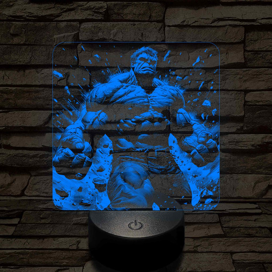 Hulk "boldog" 7 színű valósághű 3D led lámpa