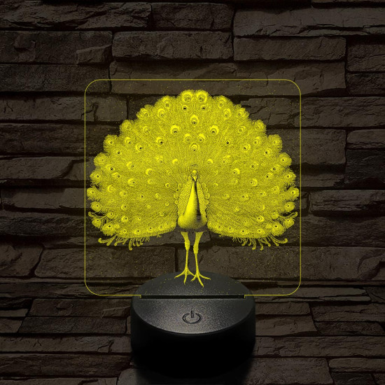 Gyönyörű páva madár 7 színű valósághű 3D led lámpa