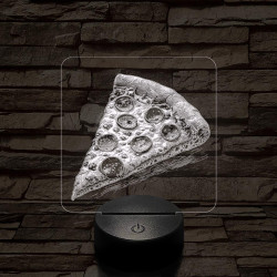 Street food pizza szelet 7 színű, valósághűen gravírozott 3D led lámpa