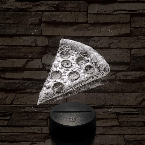 Street food pizza szelet 7 színű, valósághűen gravírozott 3D led lámpa