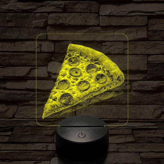 Street food pizza szelet 7 színű, valósághűen gravírozott 3D led lámpa
