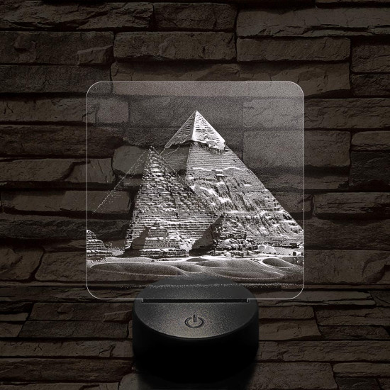 Gízai piramisok 7 színű, valósághűen gravírozott 3D led lámpa