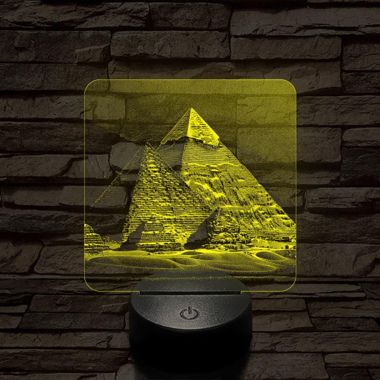 Gízai piramisok 7 színű, valósághűen gravírozott 3D led lámpa