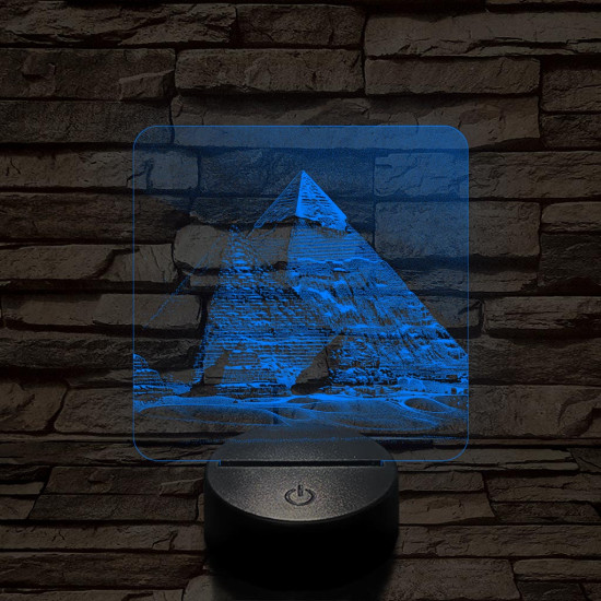 Gízai piramisok 7 színű, valósághűen gravírozott 3D led lámpa