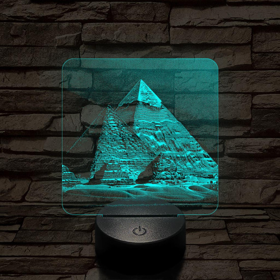 Gízai piramisok 7 színű, valósághűen gravírozott 3D led lámpa
