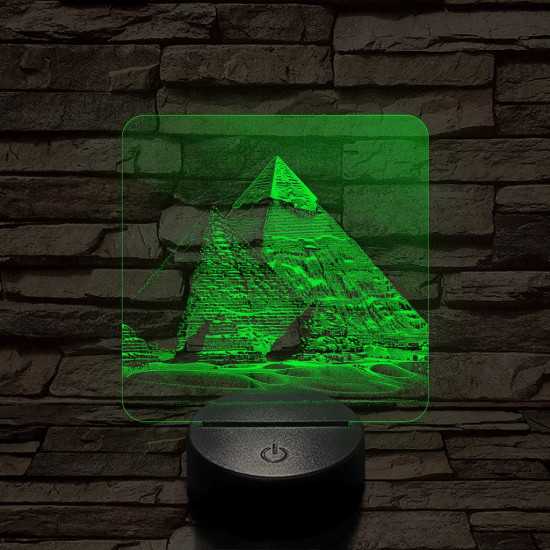 Gízai piramisok 7 színű, valósághűen gravírozott 3D led lámpa