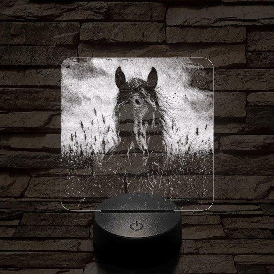 Ló magas fűben 7 színű valósághű 3D led lámpa