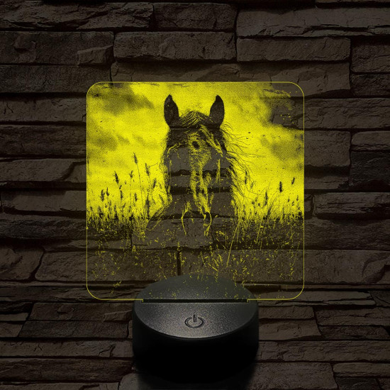 Ló magas fűben 7 színű valósághű 3D led lámpa