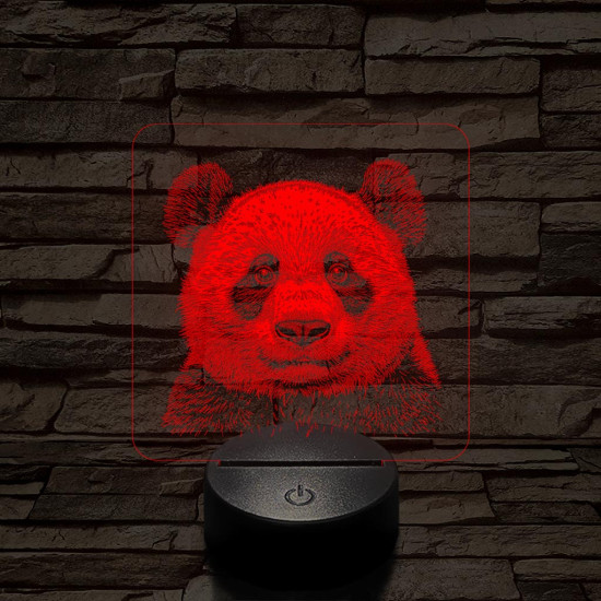 Panda mosoly 7 színű valósághű 3D led lámpa