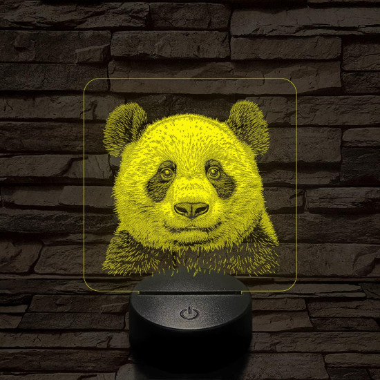 Panda mosoly 7 színű valósághű 3D led lámpa