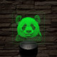 Panda mosoly 7 színű valósághű 3D led lámpa