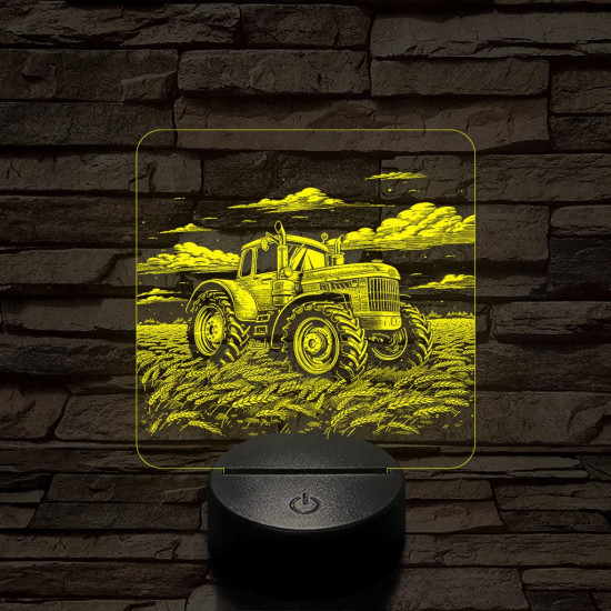 Traktor a búzamezőn 7 színű valósághű 3D led lámpa