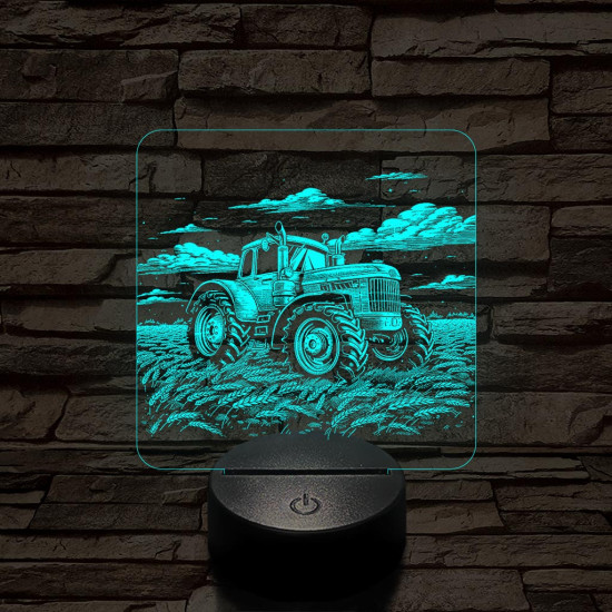 Traktor a búzamezőn 7 színű valósághű 3D led lámpa