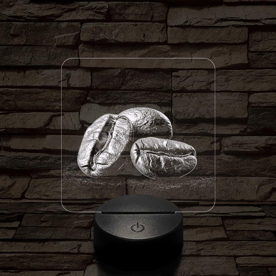 Friss kávészemek 7 színű valósághű 3D led lámpa