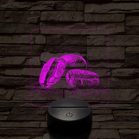 Friss kávészemek 7 színű valósághű 3D led lámpa