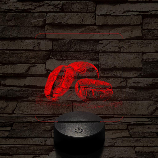 Friss kávészemek 7 színű valósághű 3D led lámpa