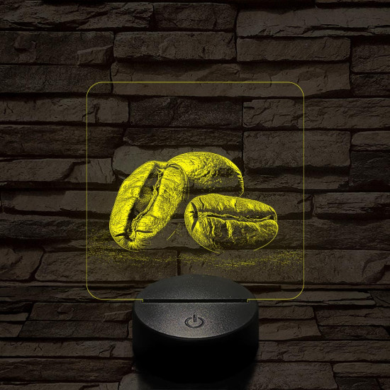 Friss kávészemek 7 színű valósághű 3D led lámpa