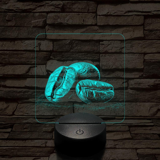 Friss kávészemek 7 színű valósághű 3D led lámpa