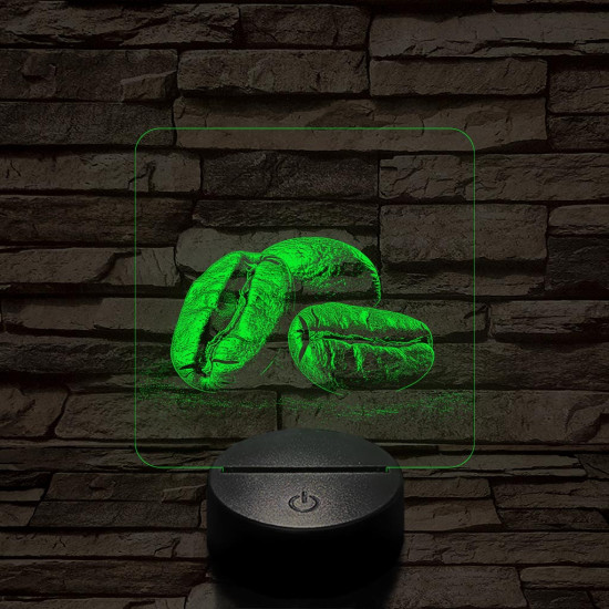 Friss kávészemek 7 színű valósághű 3D led lámpa