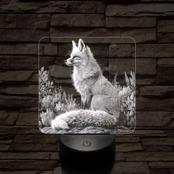 Gyönyörű róka 7 színű valósághű 3D led lámpa