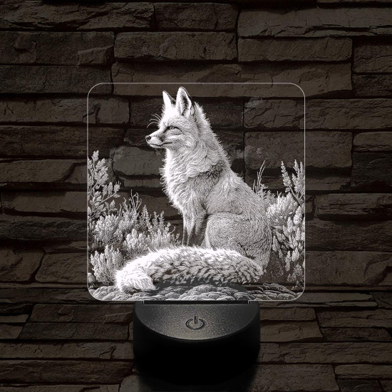 Gyönyörű róka 7 színű valósághű 3D led lámpa