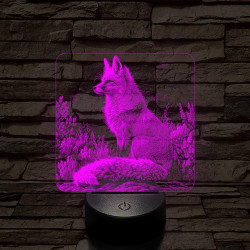 Gyönyörű róka 7 színű valósághű 3D led lámpa
