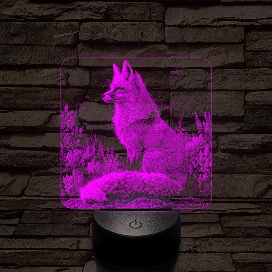 Gyönyörű róka 7 színű valósághű 3D led lámpa