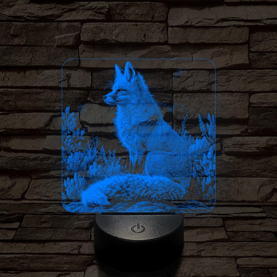 Gyönyörű róka 7 színű valósághű 3D led lámpa