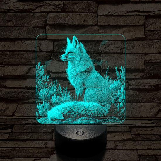 Gyönyörű róka 7 színű valósághű 3D led lámpa