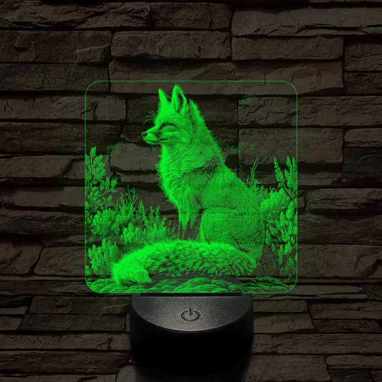 Gyönyörű róka 7 színű valósághű 3D led lámpa